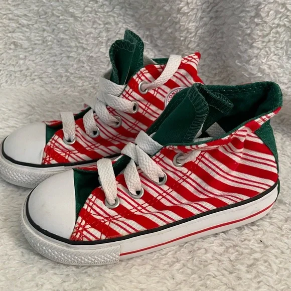 NEW Candy Cane Toddler High Top Converse Size 7